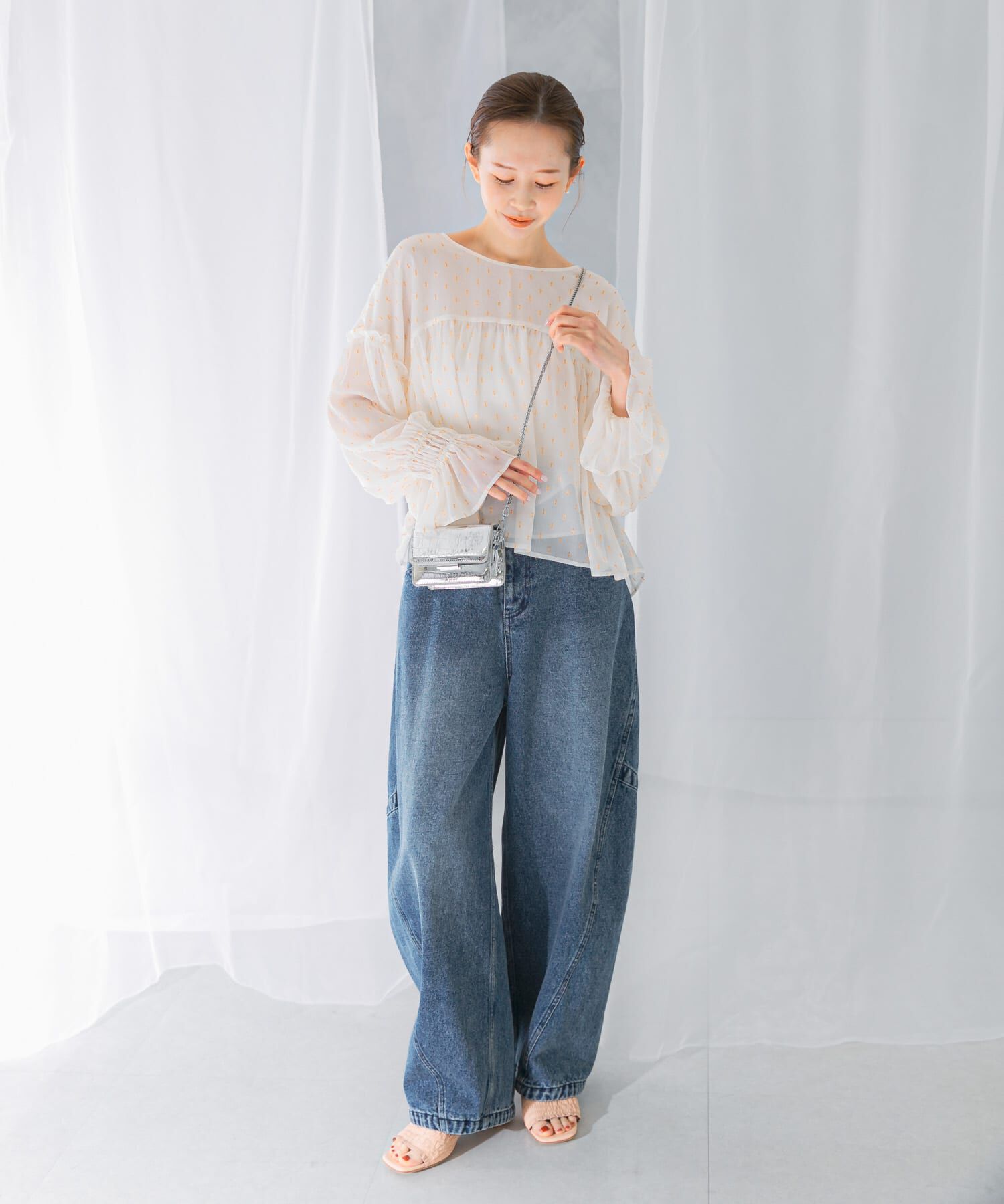 URBAN RESEARCH ROSSO「カットジャガードフリルブラウス」|シャツ・ブラウス|