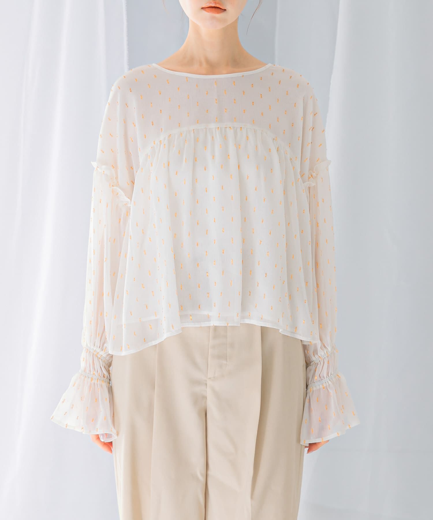 URBAN RESEARCH ROSSO「カットジャガードフリルブラウス」|シャツ・ブラウス|