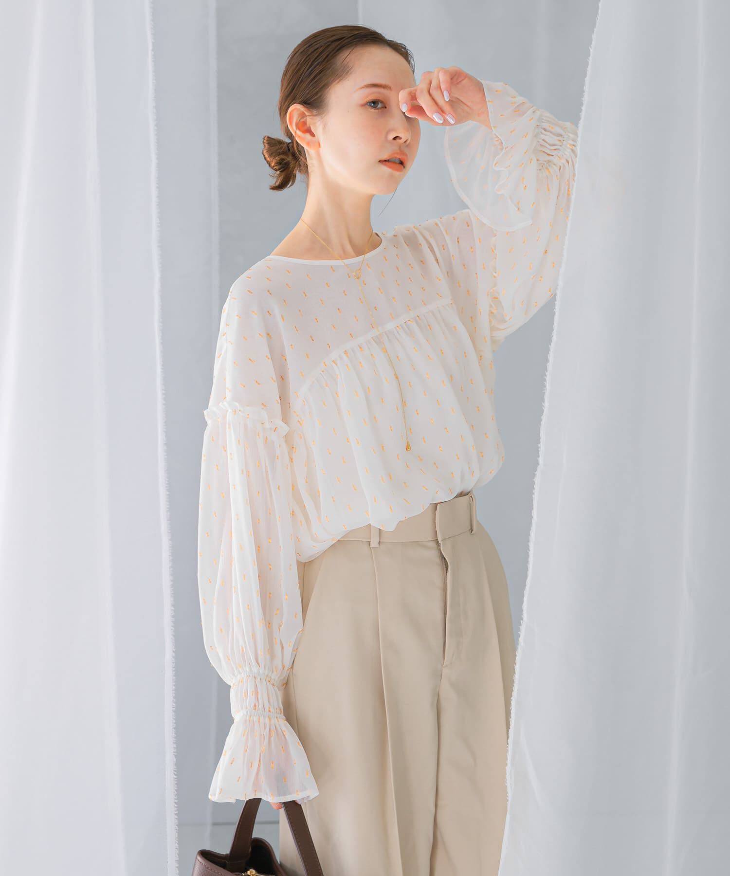 URBAN RESEARCH ROSSO「カットジャガードフリルブラウス」|シャツ・ブラウス|