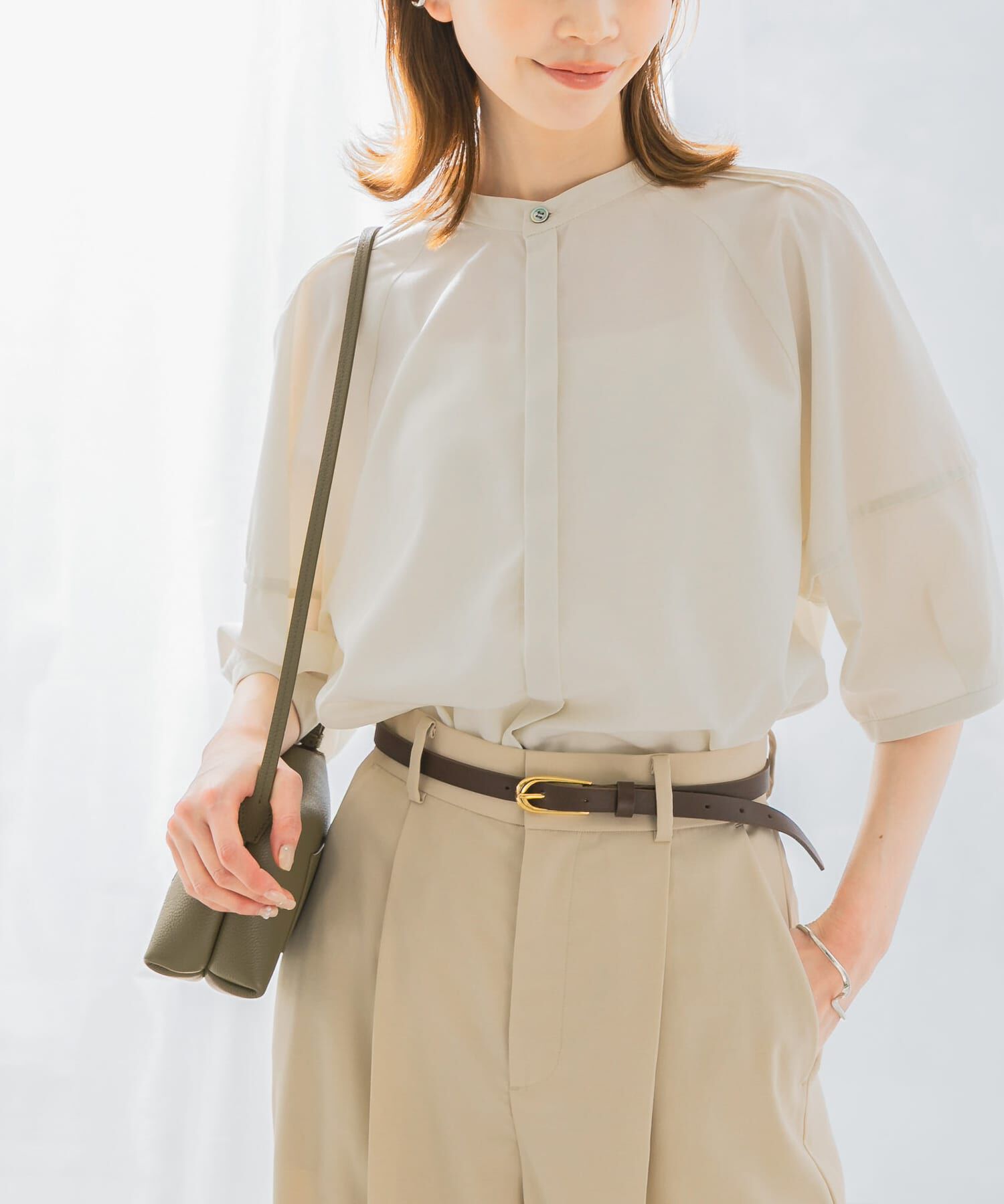 URBAN RESEARCH ROSSO「UVカットウォッシャブルリネン混シャツブラウス」|シャツ・ブラウス|