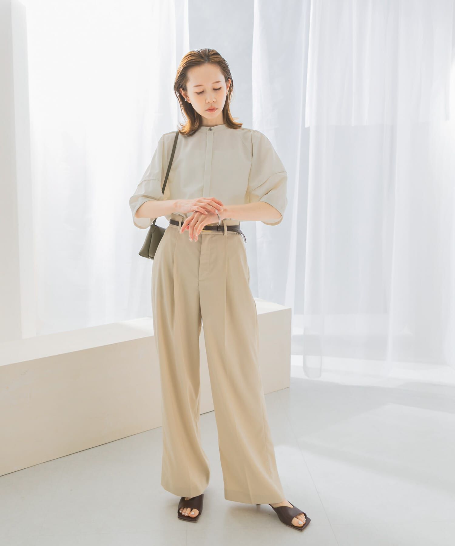 URBAN RESEARCH ROSSO「UVカットウォッシャブルリネン混シャツブラウス」|シャツ・ブラウス|