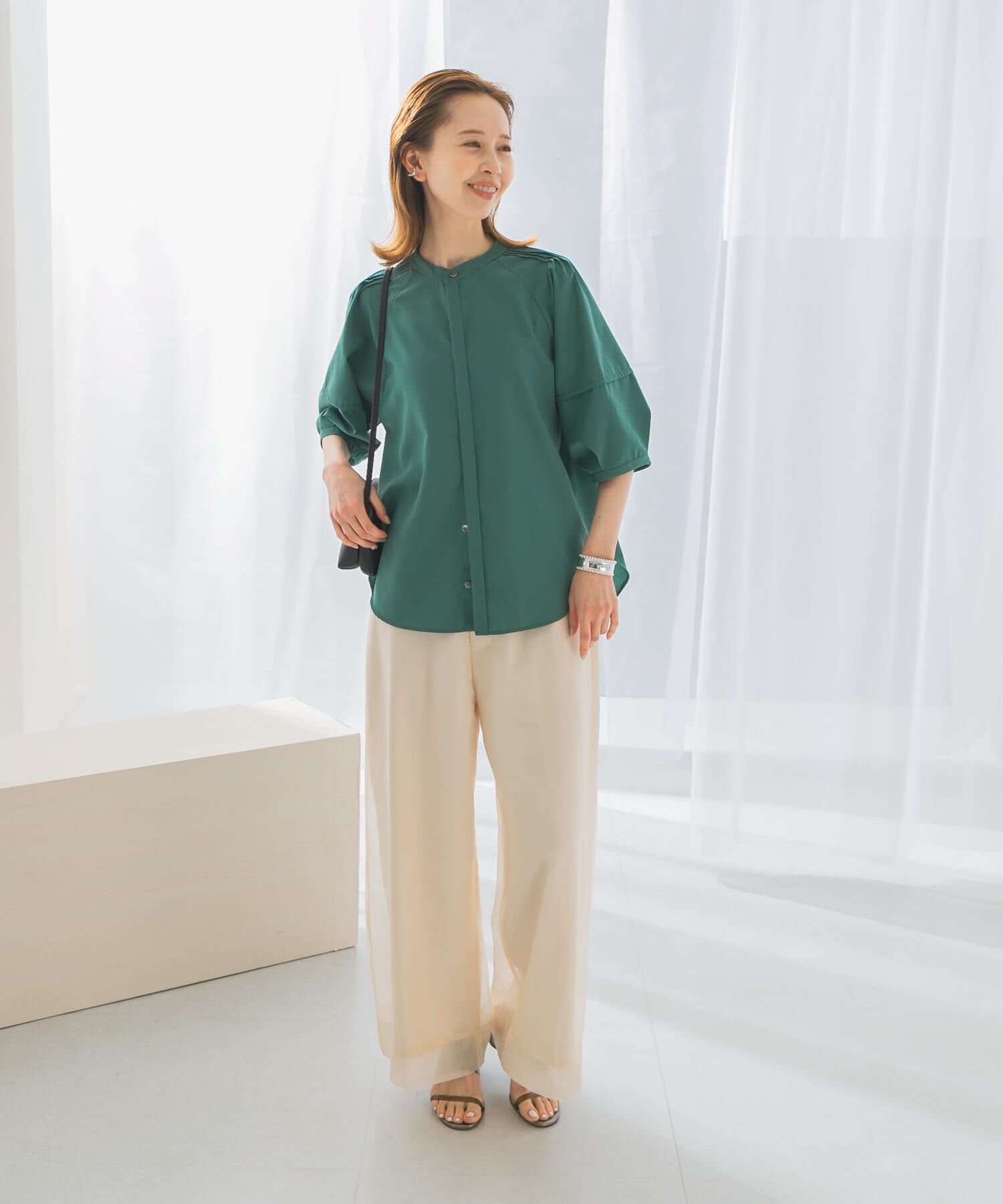 URBAN RESEARCH ROSSO「UVカットウォッシャブルリネン混シャツブラウス」|シャツ・ブラウス|