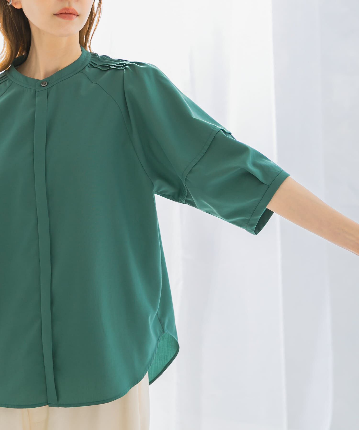 URBAN RESEARCH ROSSO「UVカットウォッシャブルリネン混シャツブラウス」|シャツ・ブラウス|