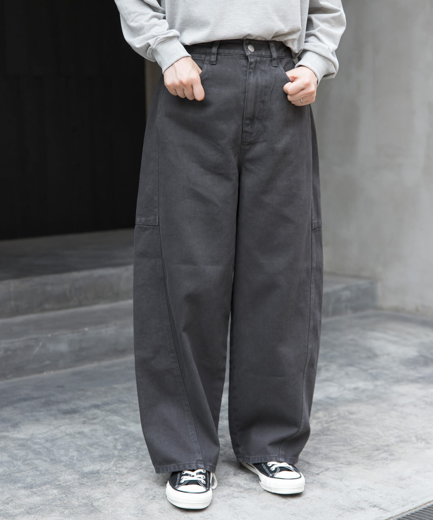 URBAN RESEARCH DOORS「FORK&SPOON　ガーメントダイツイルカーブパンツ」|その他|チャコールグレー