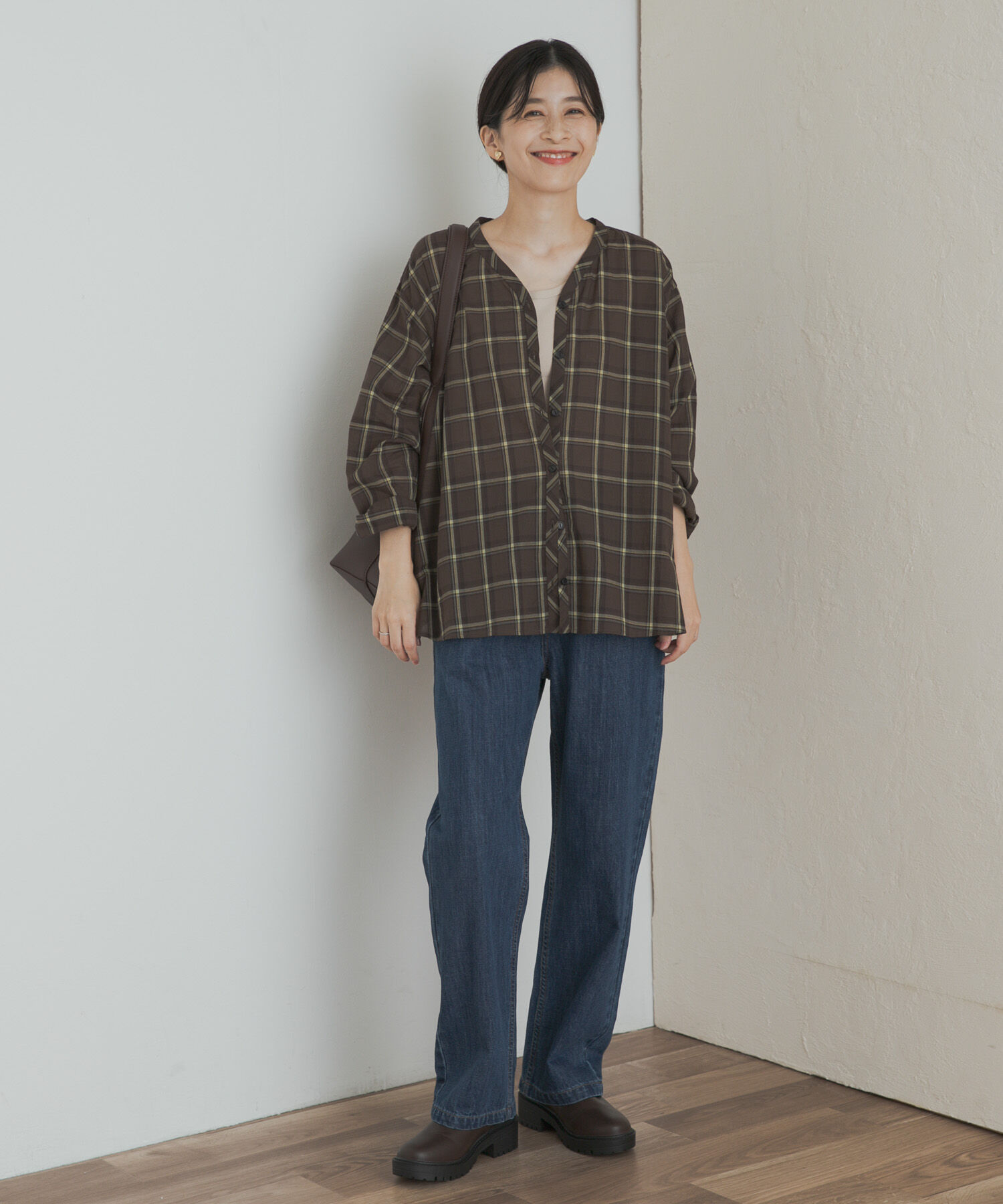 URBAN RESEARCH DOORS「チェックフレアブラウス」|Tシャツ・カットソー|