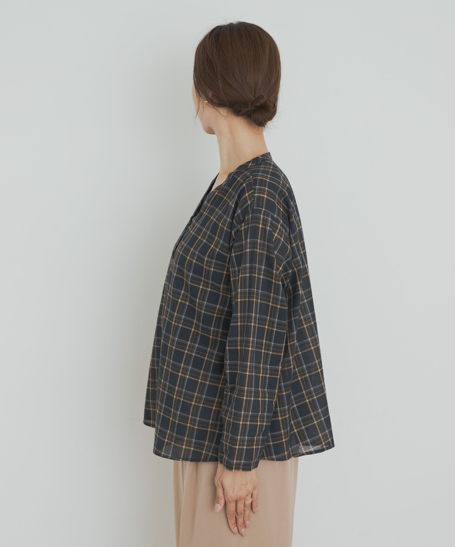 URBAN RESEARCH DOORS「チェックフレアブラウス」|Tシャツ・カットソー|