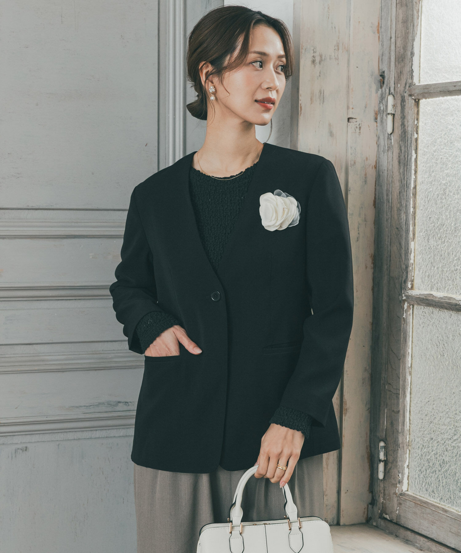 URBAN RESEARCH DOORS「ノーカラージャケット」|その他|ブラック