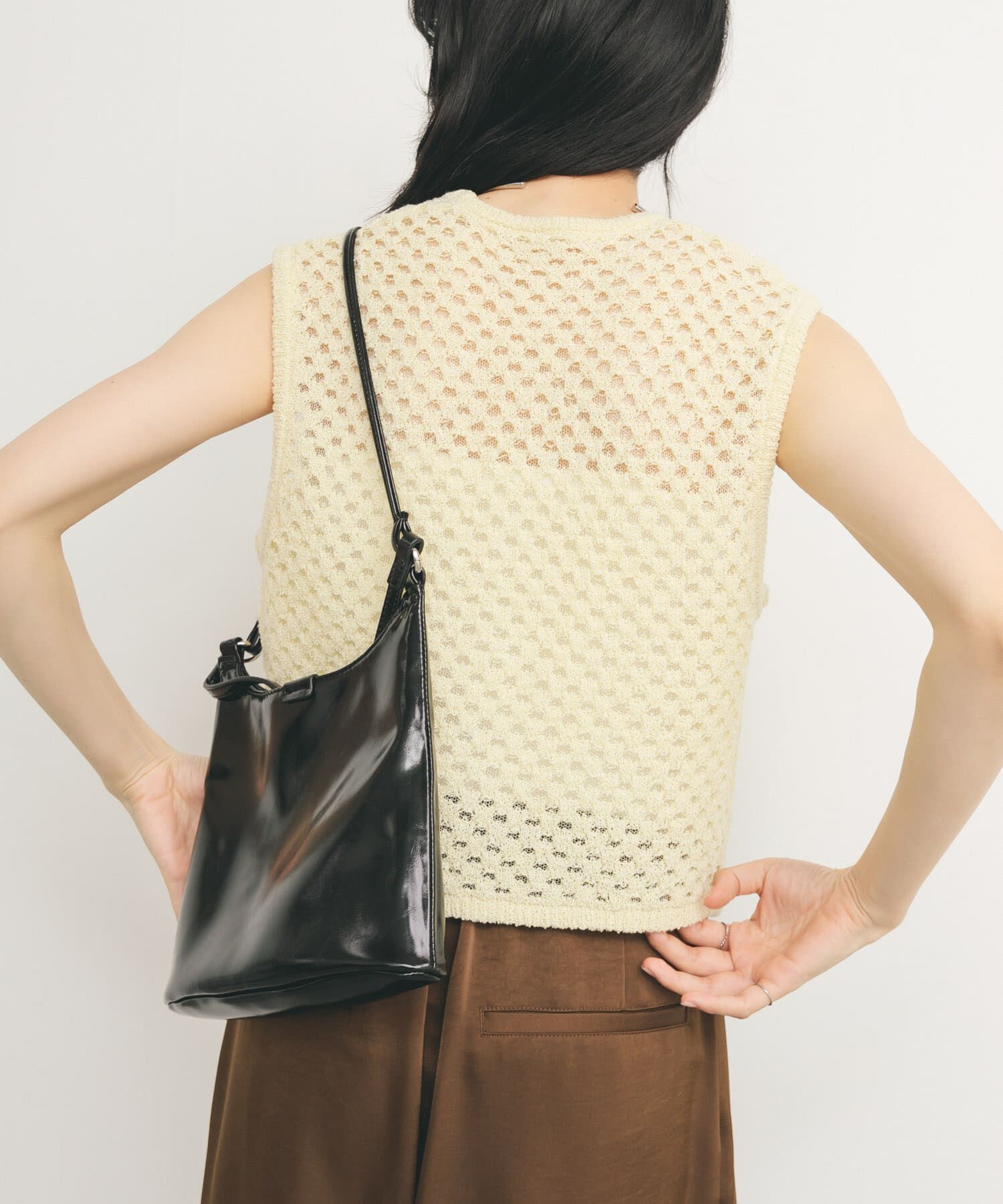  「ループヤーンメッシュベスト」|ベスト・ジレ|イエロー