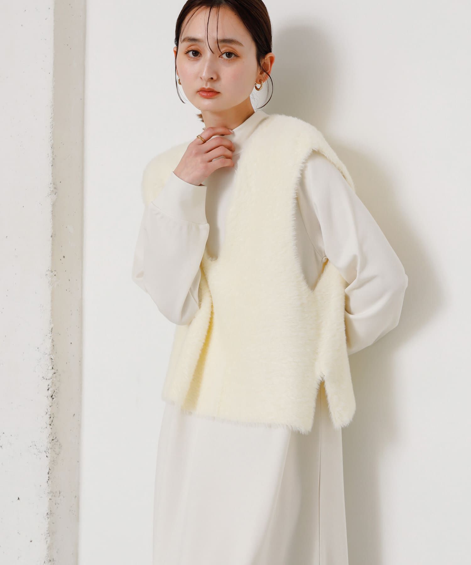 SENSE OF PLACE by URBAN RESEARCH「シャギーベストレイヤードワンピース」|ワンピース|