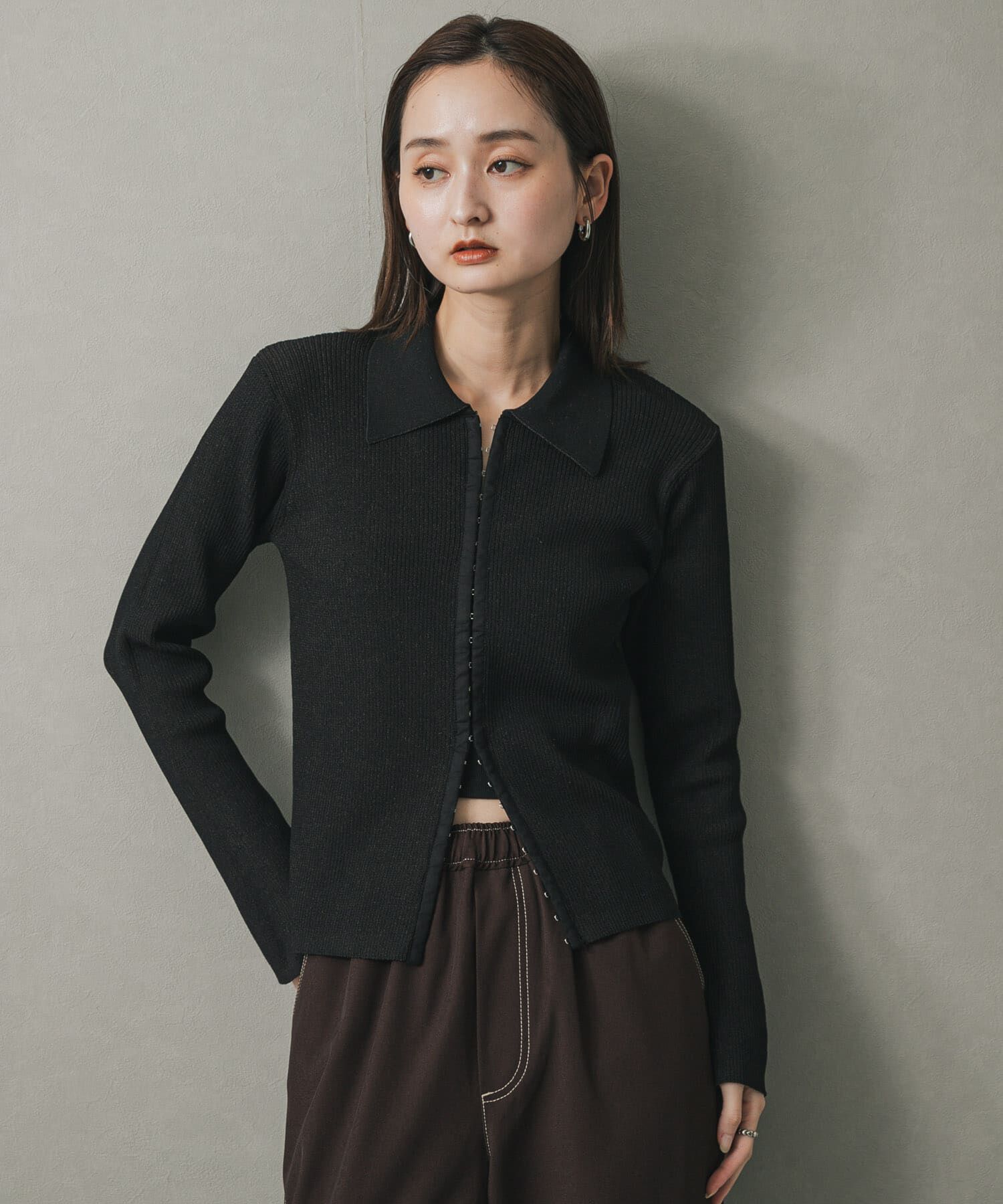 SENSE OF PLACE by URBAN RESEARCH「フロントホックエリツキコンパクトカーディガン」|カーディガン|