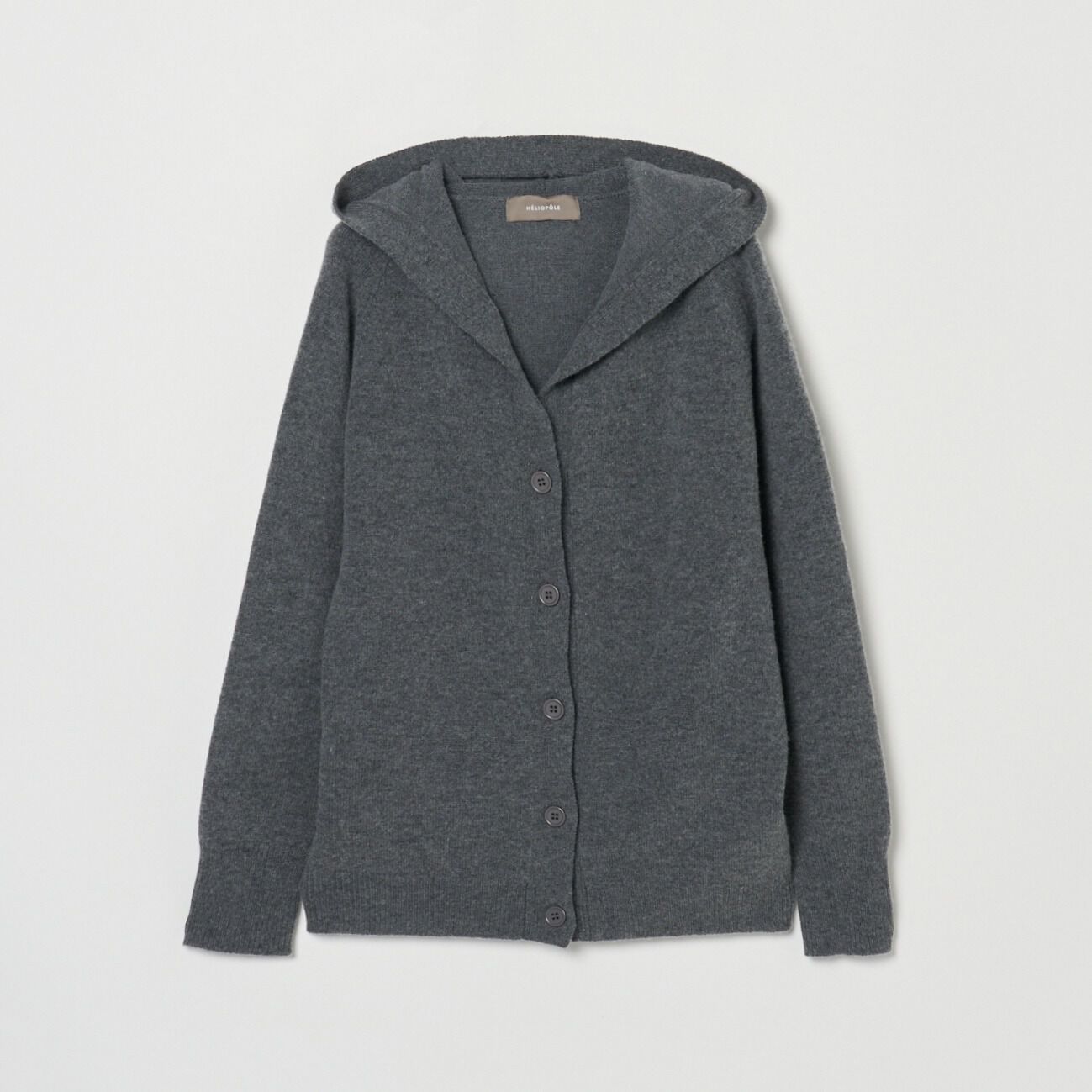 HELIOPOLE「HELIOPOLE KNIT HOODIE CARDIGAN」|ニット・セーター|ミディアムグレー