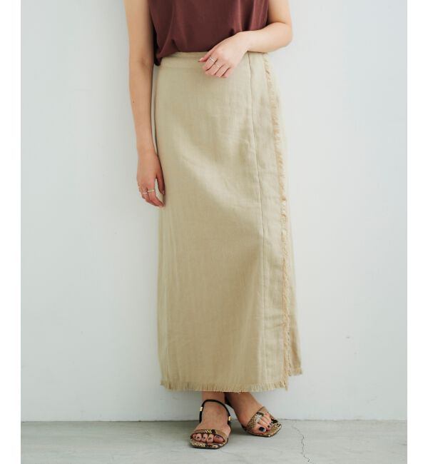 le.coeur blanc「ラップライクフリンジスカート」|スカート|ベージュ