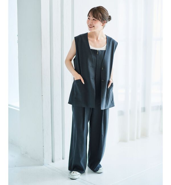 le.coeur blanc「《手洗い可能》Vカラージレジャケット」|ベスト・ジレ|