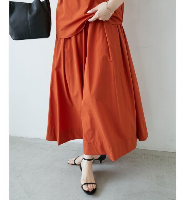  「《接触冷感》ナイロンストレッチタックギャザースカート」|スカート|