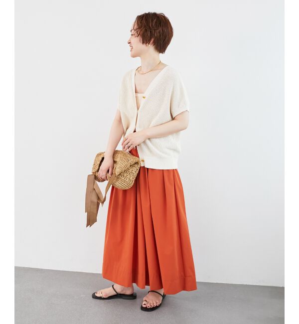  「《接触冷感》ナイロンストレッチタックギャザースカート」|スカート|