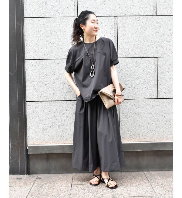  「《接触冷感》ナイロンストレッチタックギャザースカート」|スカート|