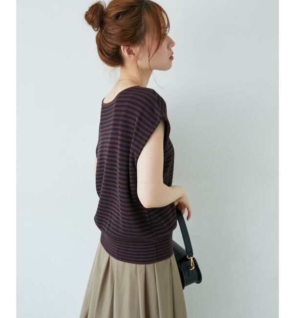  「《手洗い可能》柄編みボーダーフレンチニット」|ニット・セーター|