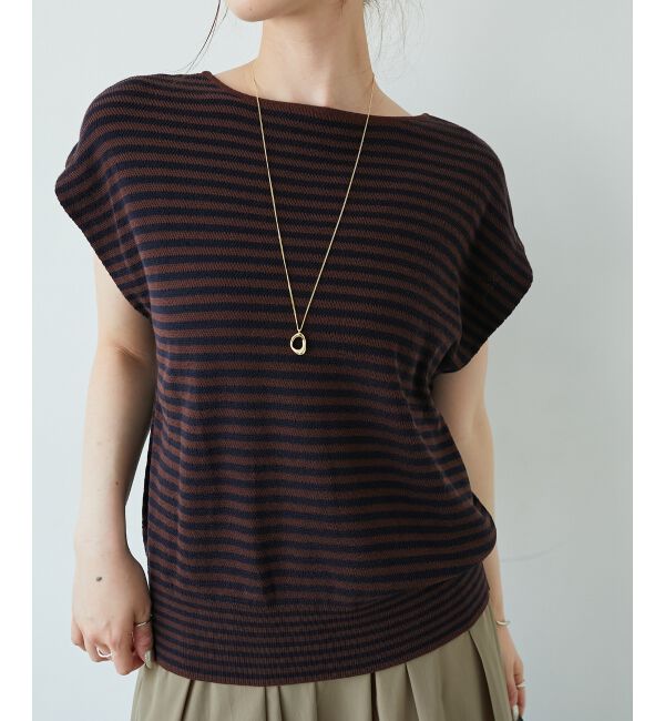  「《手洗い可能》柄編みボーダーフレンチニット」|ニット・セーター|