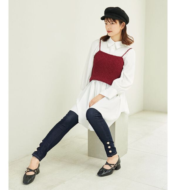 MAJESTICLEGON「ハートボタンカーディガン&キャミセット」|ニット・セーター|