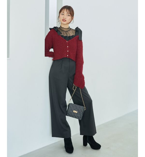 MAJESTICLEGON「ハートボタンカーディガン&キャミセット」|ニット・セーター|