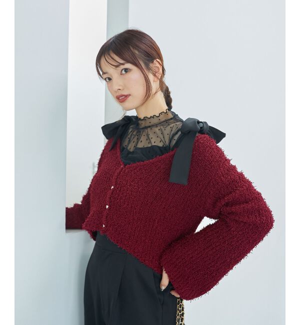 MAJESTICLEGON「ハートボタンカーディガン&キャミセット」|ニット・セーター|