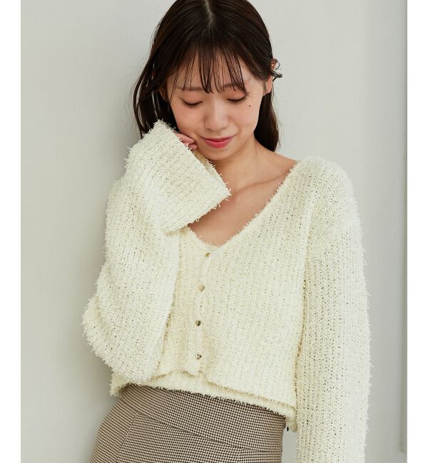 MAJESTICLEGON「ハートボタンカーディガン&キャミセット」|ニット・セーター|