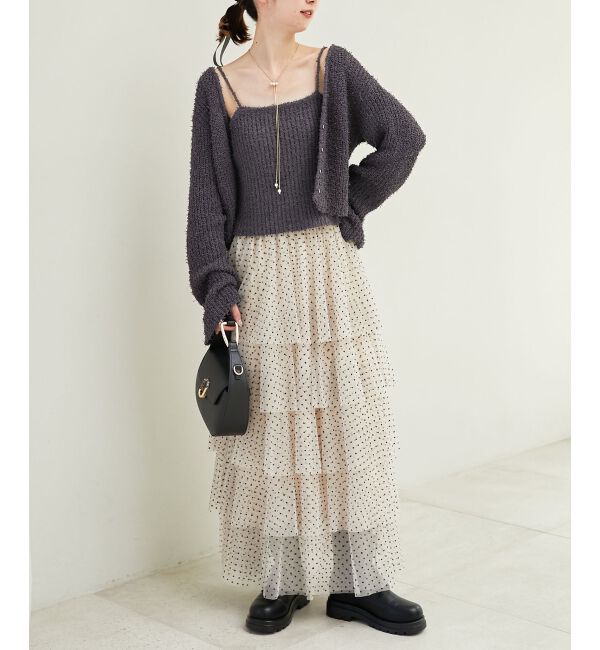 MAJESTICLEGON「ハートボタンカーディガン&キャミセット」|ニット・セーター|