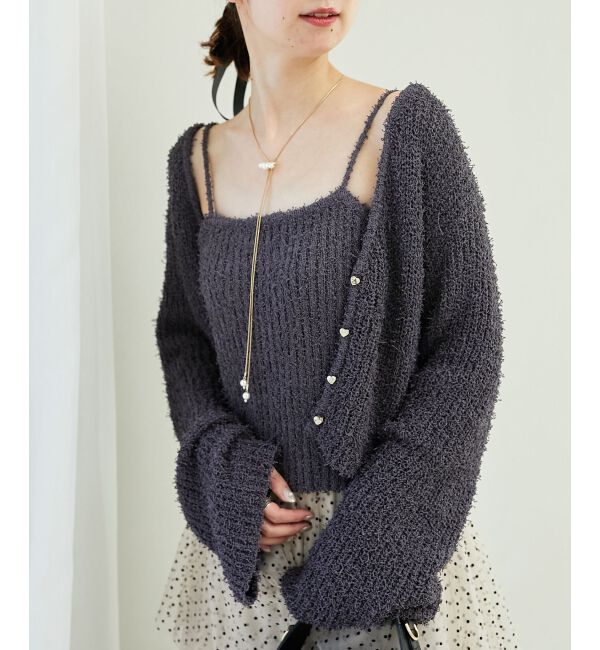 MAJESTICLEGON「ハートボタンカーディガン&キャミセット」|ニット・セーター|