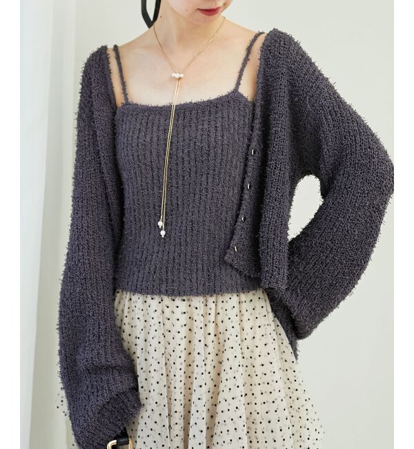 MAJESTICLEGON「ハートボタンカーディガン&キャミセット」|ニット・セーター|