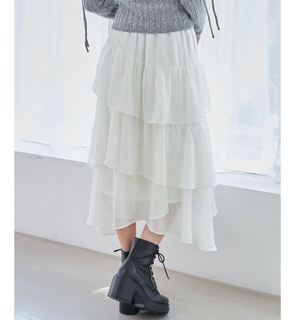 MAJESTICLEGON「エアリーイレヘムティアードスカート」|スカート|