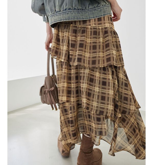 MAJESTICLEGON「エアリーイレヘムティアードスカート」|スカート|