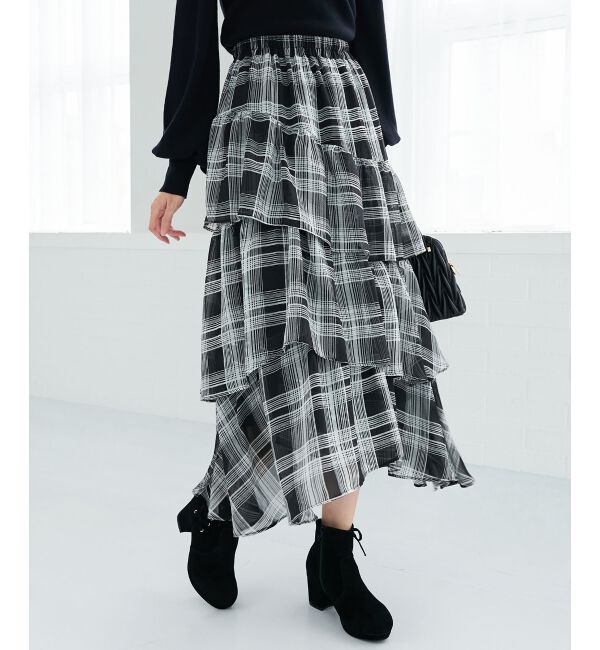MAJESTICLEGON「エアリーイレヘムティアードスカート」|スカート|