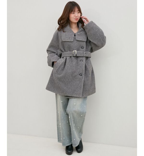 MAJESTICLEGON「ボリュームスリーブミディコート」|その他|グレー