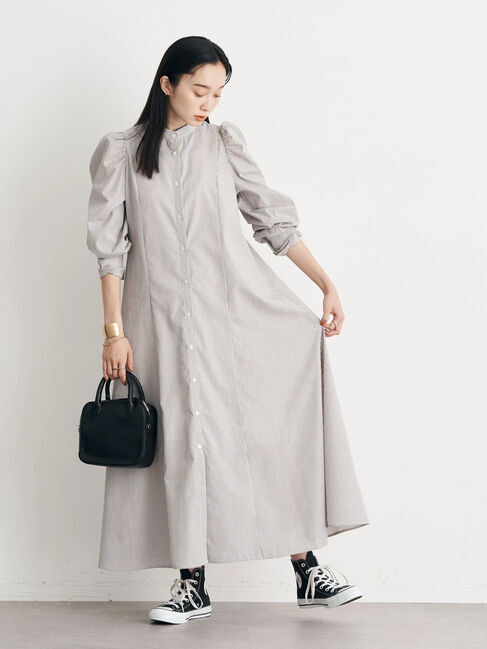 earth music&ecology「ボリュームスリーブシャツワンピース」|ワンピース|