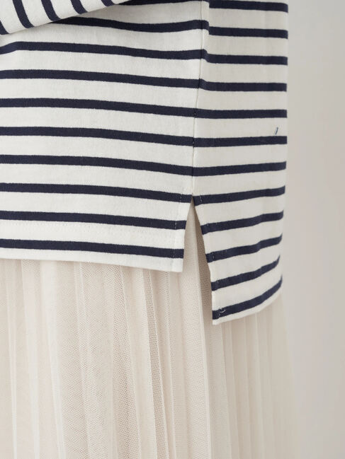 earth music&ecology「レースボーダーカットソープルオーバー」|Tシャツ・カットソー|