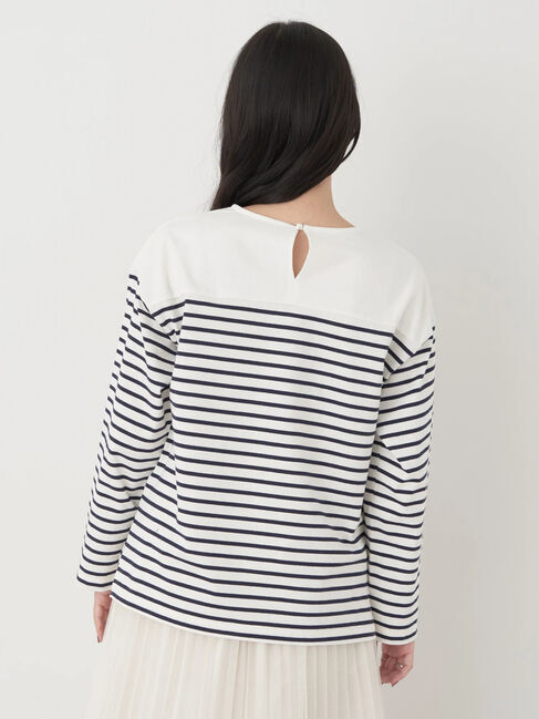 earth music&ecology「レースボーダーカットソープルオーバー」|Tシャツ・カットソー|