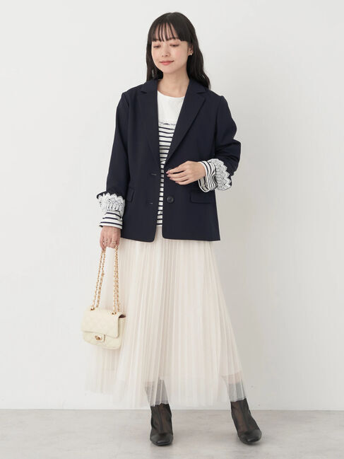 earth music&ecology「レースボーダーカットソープルオーバー」|Tシャツ・カットソー|