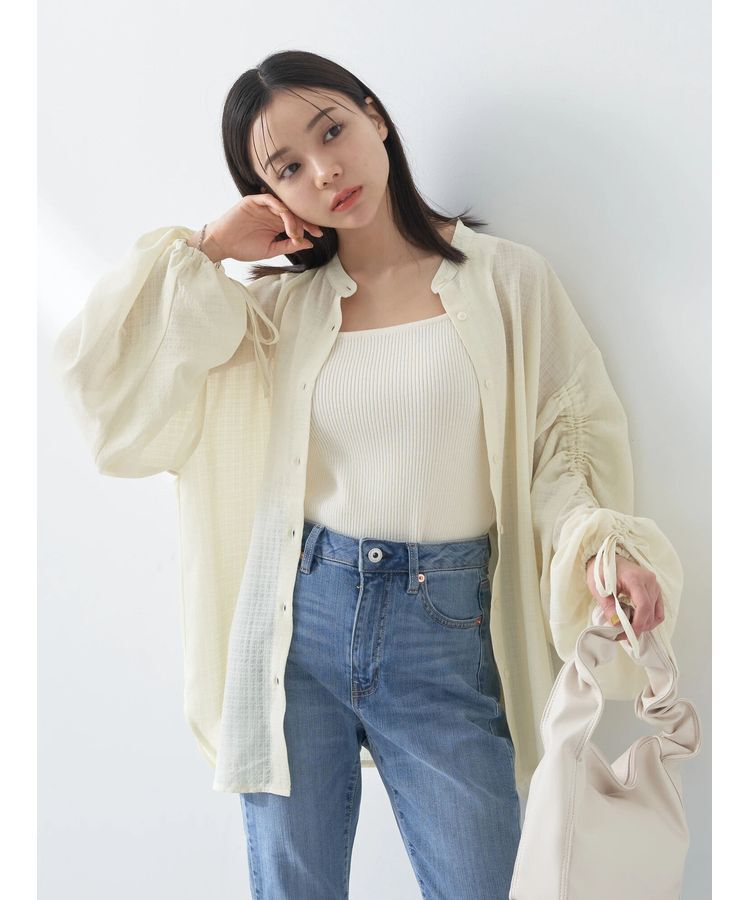 earth music&ecology「ドロストスリーブシアーシャツ」|シャツ・ブラウス|Yellow