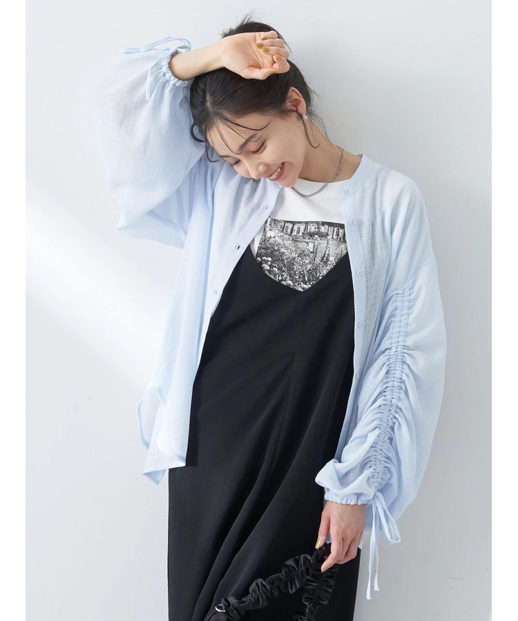 earth music&ecology「ドロストスリーブシアーシャツ」|シャツ・ブラウス|Light Blue