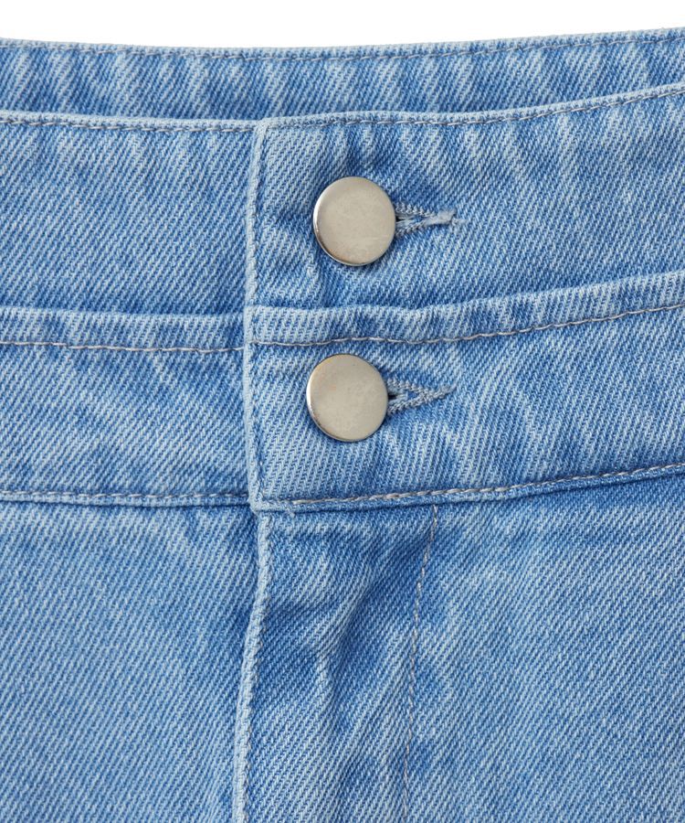 earth music&ecology「ダブルベルトデザインワイドパンツ」|デニム|