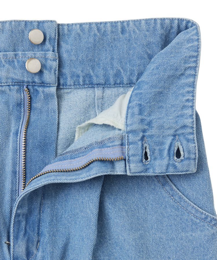 earth music&ecology「ダブルベルトデザインワイドパンツ」|デニム|