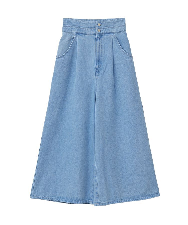 earth music&ecology「ダブルベルトデザインワイドパンツ」|デニム|