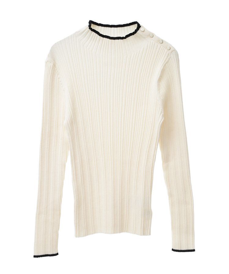 earth music&ecology「ライン&ショルダーボタンニットプルオーバー」|ニット・セーター|Ivory