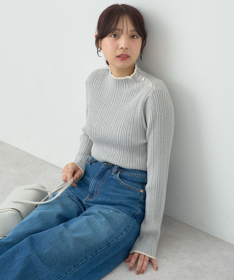 earth music&ecology「ライン&ショルダーボタンニットプルオーバー」|ニット・セーター|
