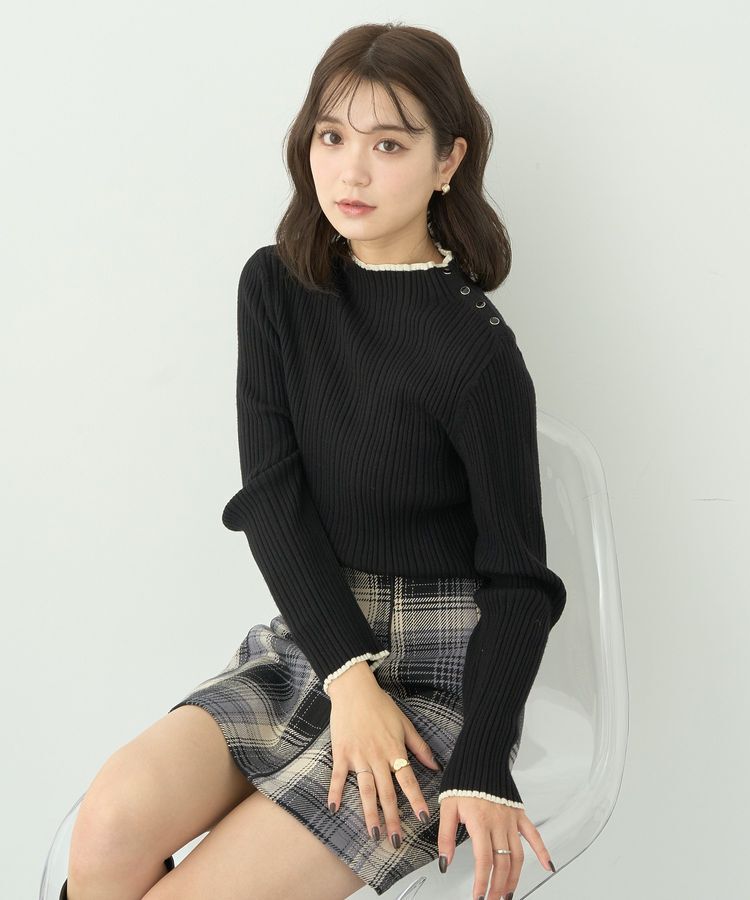 earth music&ecology「ライン&ショルダーボタンニットプルオーバー」|ニット・セーター|