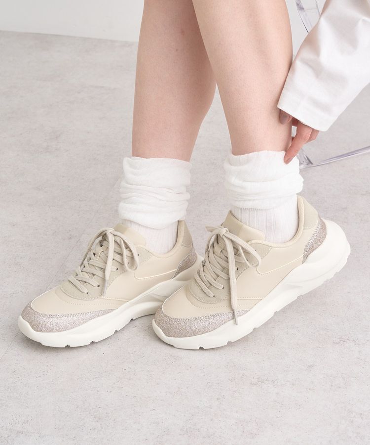 earth music&ecology「ORiental TRaffic グリッタースニーカー」|スニーカー|Beige