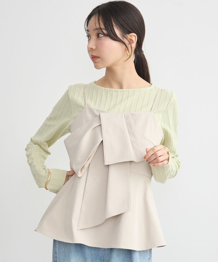 earth music&ecology「フロントリボンビスチェ」|ベスト・ジレ|Beige