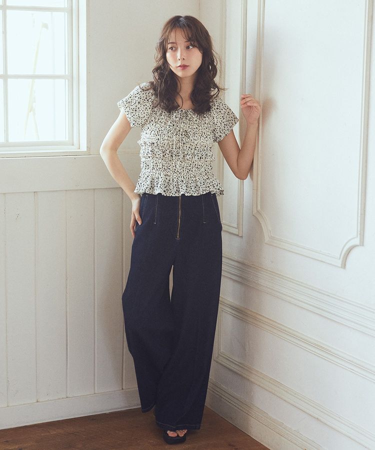 earth music&ecology「フロントZIPバックレースアップデニム」|デニム|