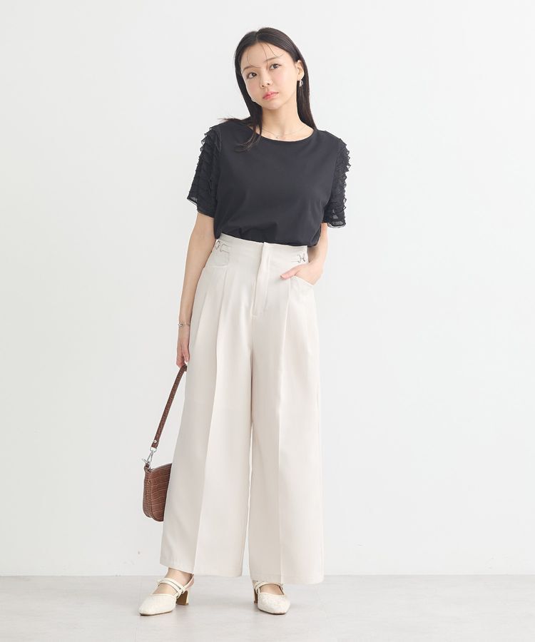 earth music&ecology「フリルスリーブカットソー」|Tシャツ・カットソー|