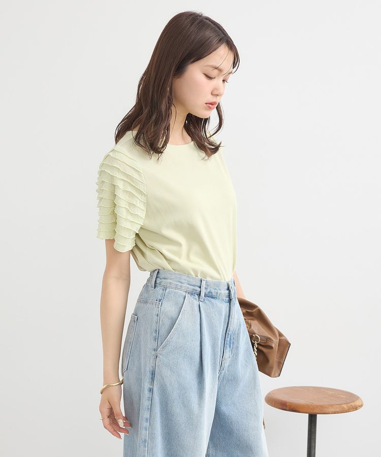 earth music&ecology「フリルスリーブカットソー」|Tシャツ・カットソー|